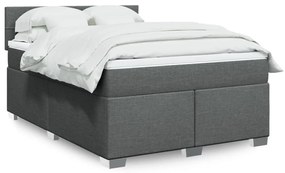 vidaXL Cama com molas/colchão 140x190 cm tecido cinzento-escuro