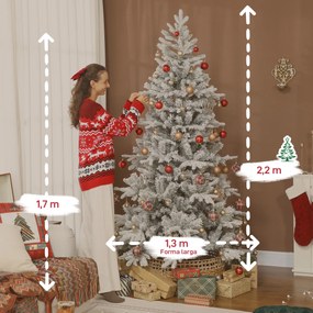 Árvore de Natal Artificial 210 cm Árvore de Natal Neve com 1154 Ramos Base Dobrável e Fácil de Montar Verde