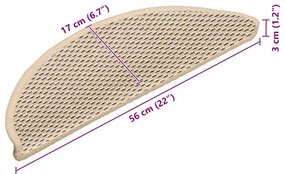Tapetes escada adesivos aspeto sisal 15 pcs 56x17x3 cm berbere
