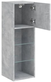 Móvel de TV com luzes LED 30,5x30x90 cm cinzento cimento
