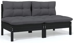 5 pcs conjunto lounge de jardim c/ almofadões pinho maciço