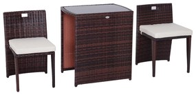 Outsunny Conjunto de mobiliário de exterior 1 Mesa e 2 Cadeiras cor Castanho | Aosom Portugal