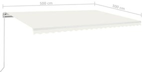 Toldo retrátil manual 500x300 cm cor creme