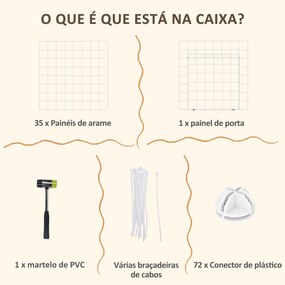 Recinto de Metal para Pequenos Animais de Estimação (ACESSORIOS NÃO INCLUIDOS) com 36 Painéis Desmontável DIY 146x73x73 cm Branco