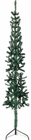 Meia árvore de Natal fina com suporte 150 cm verde