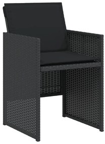 3 pcs conjunto de bistrô com almofadões vime PE preto