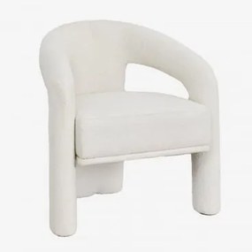 Pack De 4 Cadeiras De Jantar Estofadas Com Braços Greca Bouclé Branco - Sklum
