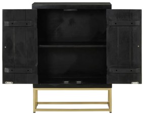 Aparador com 2 portas 55x30x75cm mangueira maciça preto/dourado