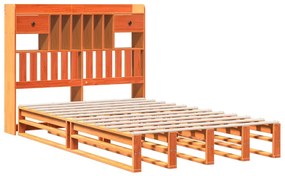 Cama c/ estante sem colchão 120x200cm pinho maciço castanho-mel