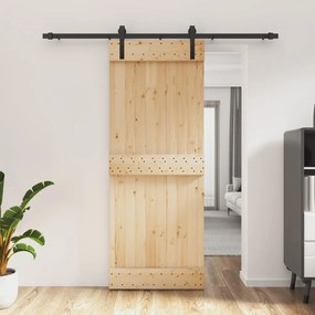 VidaXL Porta de correr com ferragens 80x210 cm madeira de pinho maciça