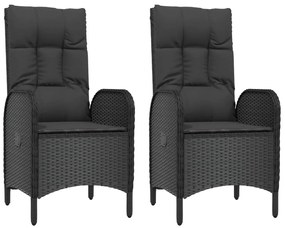 5 pcs conjunto de jantar p/ jardim c/ almofadões vime PE preto