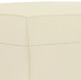 3 pcs conjunto sofás c/ almofadões couro artificial cor creme