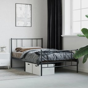 Estrutura de cama com cabeceira e pés 80x200 cm metal preto