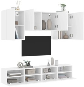 vidaXL 5 pcs móveis de parede p/ TV derivados de madeira branco