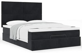 Estrutura de cama otomana com colchões 140x200 cm veludo preto