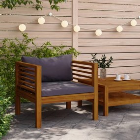 vidaXL Cadeira de jardim c/ almofadões cinzento-escuro acácia maciça