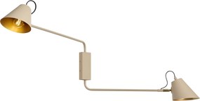 Candeeiro de Parede Moderno Taupe com Interior Dourado Ajustável 2 Luzes - Lune