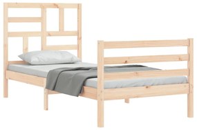 Estrutura cama de solteiro pequena c/ cabeceira madeira maciça