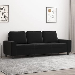 vidaXL Sofá de 3 lugares 180 cm tecido de microfibra preto