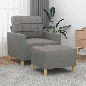 vidaXL Poltrona com apoio de pés 60 cm tecido cinzento-escuro