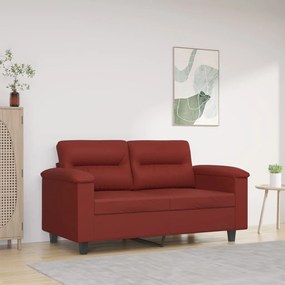 vidaXL Sofá de 2 lugares 120 cm couro artificial vermelho tinto
