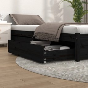 814988 vidaXL Gavetas de cama 2 pcs madeira de pinho maciça preto