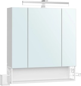 Armário de banheiro VASAGLE com 3 portas, armário espelhado, armário de parede, tomadas, cesto suspenso, suporte para secador de cabelo, amplo espaço de armazenamento, para banheiro, 16,5 x 70 x 75 cm, branco nublado BBK126W01