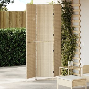 vidaXL Divisor de Ambientes 3 Painéis Dobrável Bege 147x180 cm Polirattan