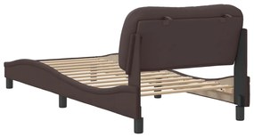 Estrutura de cama c/ cabeceira 90x190 cm tecido castanho-escuro