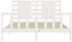 Estrutura de cama King Size com cabeceira madeira maciça branco