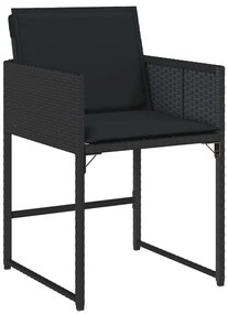 11 pcs conjunto de jantar p/ jardim c/ almofadões vime PE preto