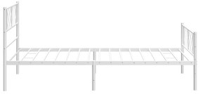 Estrutura de cama com cabeceira e pés 100x190 cm metal branco