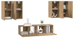 Conjunto de móvel de TV com prateleira 6 pcs carvalho artisiano