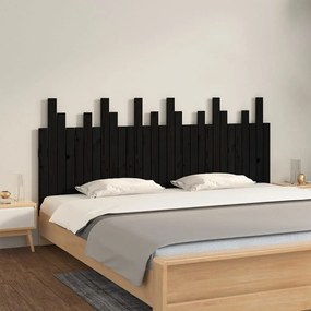 Cabeceira de parede 185x3x80 cm madeira de pinho maciça preto