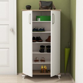 Sapateira Ari – Nogueira e Branco – 72x120x32,5 cm