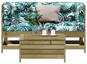 3 pcs conjunto lounge de jardim c/ almofadões pinho impregnado