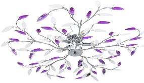 Candeeiro teto braços folhas de cristal acrílico 5 E14 roxo