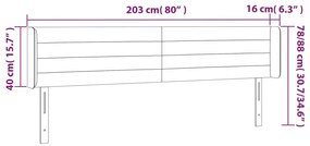 Cabeceira de cama c/ abas veludo 203x16x78/88cm cinzento-escuro