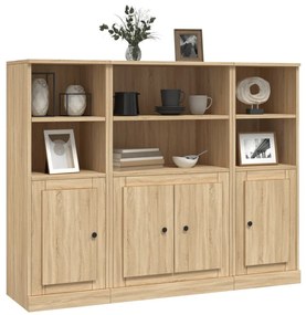 Aparadores altos 3 pcs derivados de madeira cor carvalho sonoma