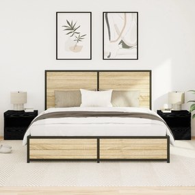 Criados-mudos vidaXL com luzes LED 2 pcs Carvalho Preto 50x40x45 cm