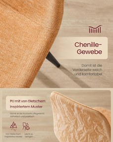 Conjunto de 4 cadeiras de sala de jantar (MESA NÃO INCLUIDA)  em tecido chenille 55 x 43,5 x 85,5 cm Castanho caramelo