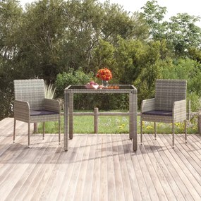 vidaXL Cadeiras de jardim c/ almofadões 2 pcs vime PE cinzento