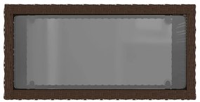 Mesa de apoio jardim tampo vidro 58x27,5x55 cm vime PE castanho