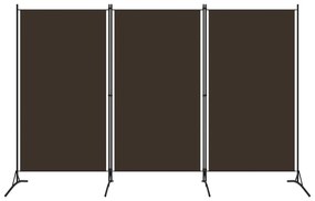 vidaXL Divisória de quarto com 3 painéis 260x180 cm castanho