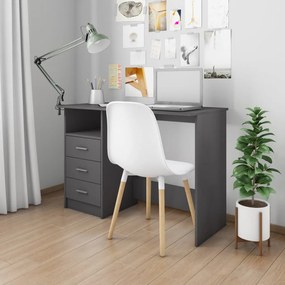 vidaXL Secretária com gavetas 110x50x76 cm contraplacado cinzento