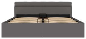 Cama hidráulica c/ arrumação LED 180x200cm couro art. cinzento