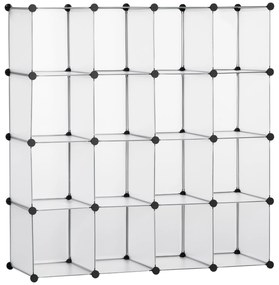 HOMCOM Organizador Sapatos Plástico 16 Cubos 30x30x30cm Entrada Corredor 125x32x125 cm Transparente | Aosom Portugal