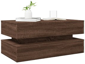 Mesa de centro com luzes LED 90x50x40 cm carvalho castanho