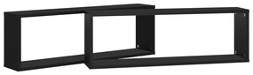 Estantes parede cúbicas 2 pcs deriv. madeira 80x15x26,5cm preto