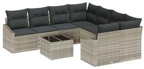 Conjunto de Jantar de 9 Peças para Jardim com Almofadas Cinza Claro em